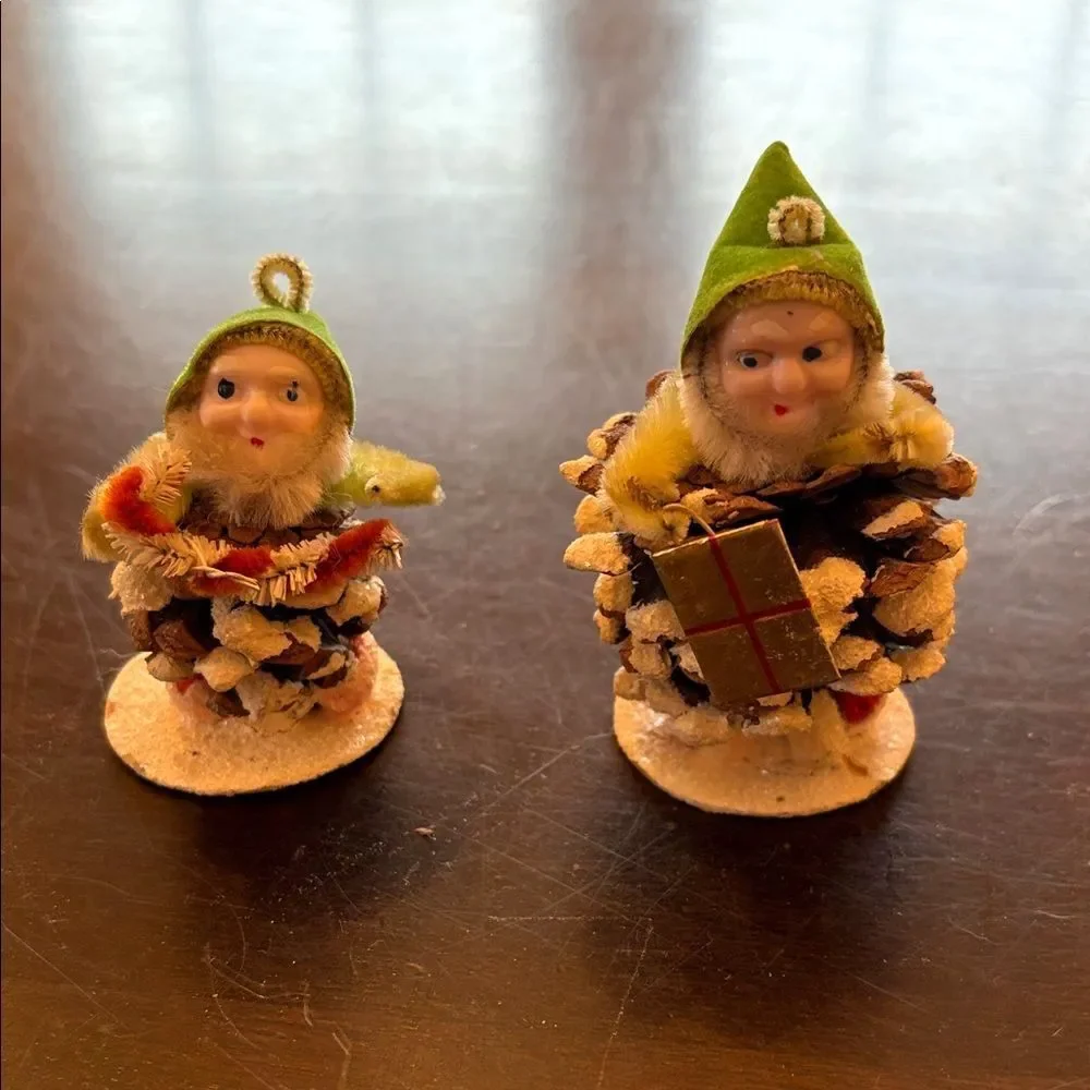 Vintage Pinecone Elf Japan Putz Ornaments